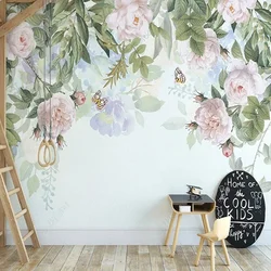 Custom Nordic Hand Painted Romantic Rose Flowers Photo Wall Murals Wedding Room Living Room Background Home Decor 3D Wall Paper