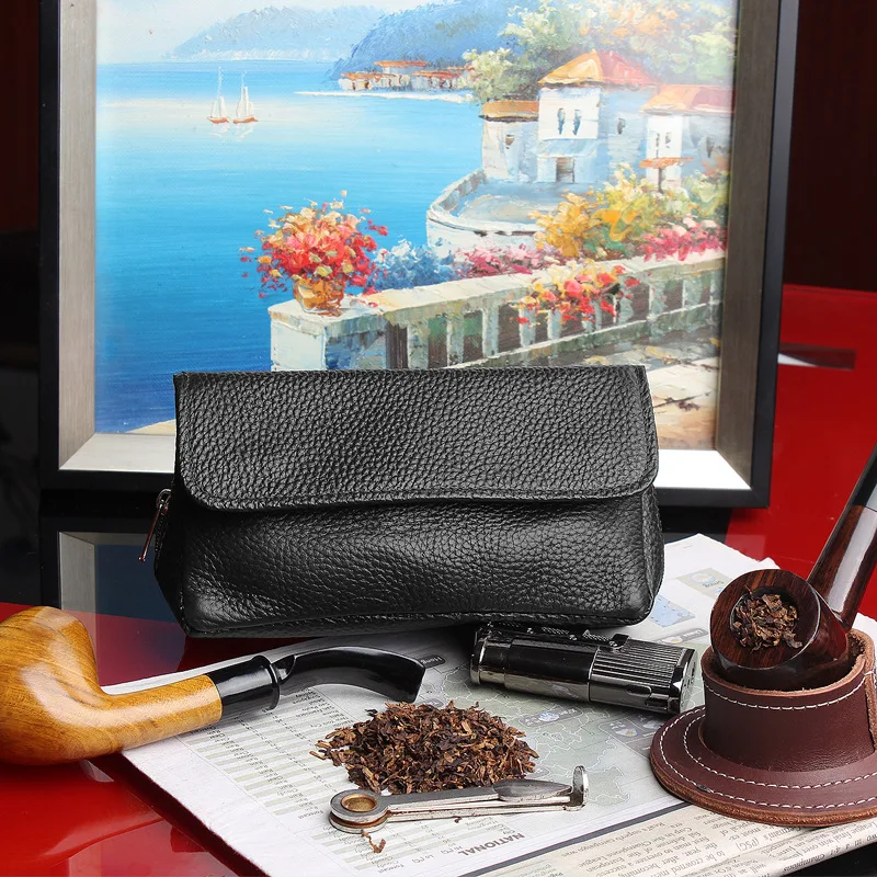 Genuine Leather Tobacco Pipe Bag Smoking Stash Bag Herb Tobacco Pouch Bag Case Smoking Tobacco Pipe Bag Tobacco Pipe Storage Bag