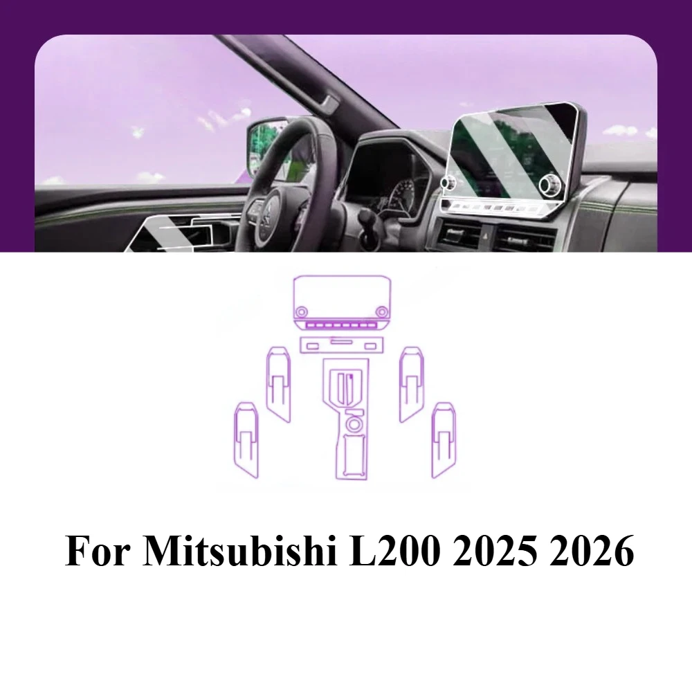 Película de protección PPF para Mitsubishi L200 2025 2026, Interior transparente de TPU, Panel de engranaje de navegación GPS, accesorios para consola central