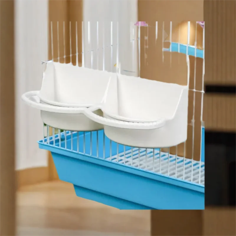 

2 Pcs Double Grid Bird Food Box Water Box Feed Trough Bird Feeder Can Hang Birdcage Large Capacity Water Feeding Supplies