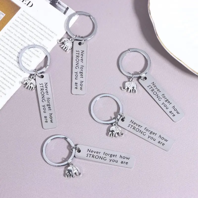 1/5 Stück Inspirierender Elefanten-Schlüsselanhänger aus Edelstahl mit positiver Energie für Männer, Auto, Rucksack, Anhänger, Dekoration – Detail 6