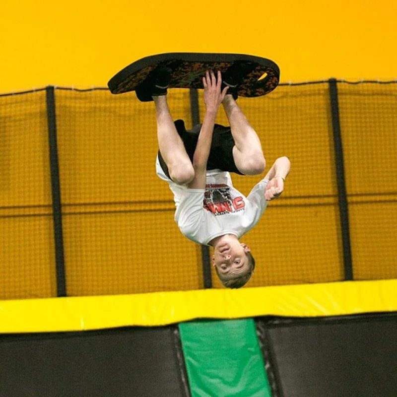 EVA Foam Trampoline Bounce Board Flexboard with Adjustable Hook & Loop Foot Straps, Trampoline Trick Board for Skateboard
