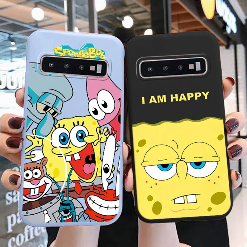 Funny SpongeBob SquarePants Phone Case for Samsung Galaxy S10 Plus S10E S 10 10e S10+ Cute Patrick Star Silicone Soft TPU Cover