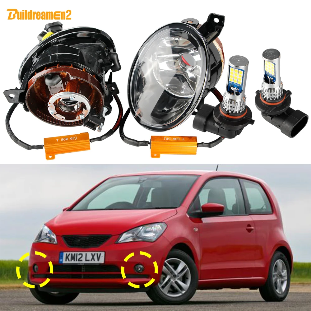 

1 Pair Car Front Bumper Fog Light Assembly Lampshade + 24W LED Lamp + Canbus Decoder For Seat Mii (KF1, KE1) 2011-2019