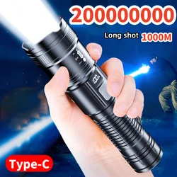 1000M Ultra-High Power Flashlight Digital Electronic Display Waterproof Torch Zoom Hand Light Outdoor Camping Lantern