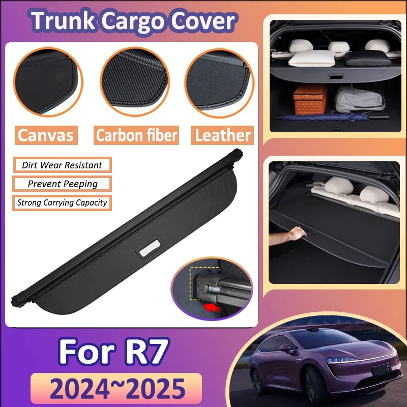 

Car Trunk Cargo Cover For Luxeed R7 2024~2025 Retractable Leather Storage Partition Board Privacy Curtain Interior Accessories