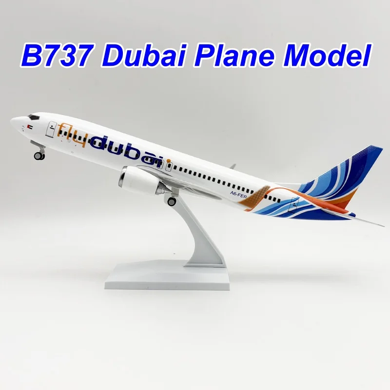 

Модель самолета Dubai Airways B737 из смолы, 30 см, масштаб 1:250, с колесами, сувенир, подарок для хобби, миниатюрная литая модель самолета, украшение
