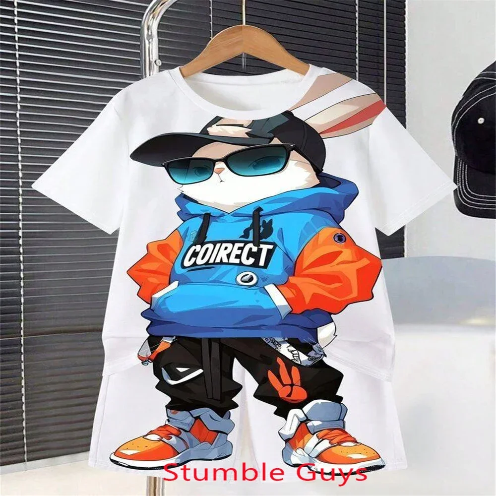 Fashion Brand Bear Tshirt Set Kids Summer Anime Clothes Tracksuit Boys Girls Tops One Piece Cartoon Sonic 2pcs Short Sleeve