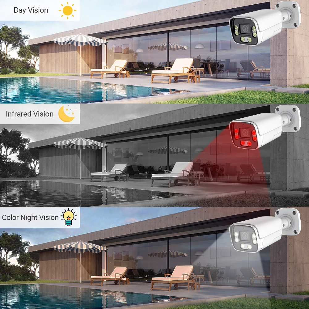 4K 8MP IP Camera 5MP Waterproof Outdoor Camera Face Detection Two Way Audio Color Nightvision Home Surveillance XMeye H.265