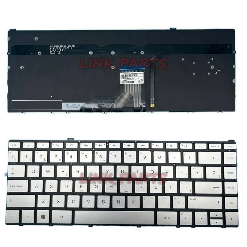 Nuevo teclado español latino para HP Envy 13-ad012ns 13-ad013ns 13-ad100, teclado plateado retroiluminado para ordenador portátil