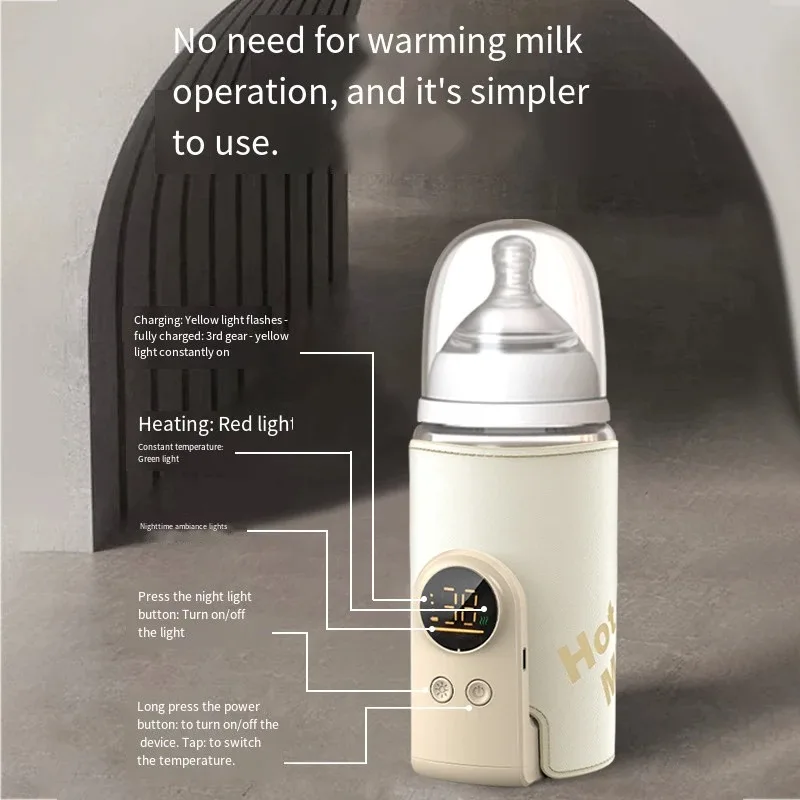 USB Multifunctional High-capacity Baby Feeding Bottle Smart Temperature Control Warmer Screen Newborn Warmer Sleeve