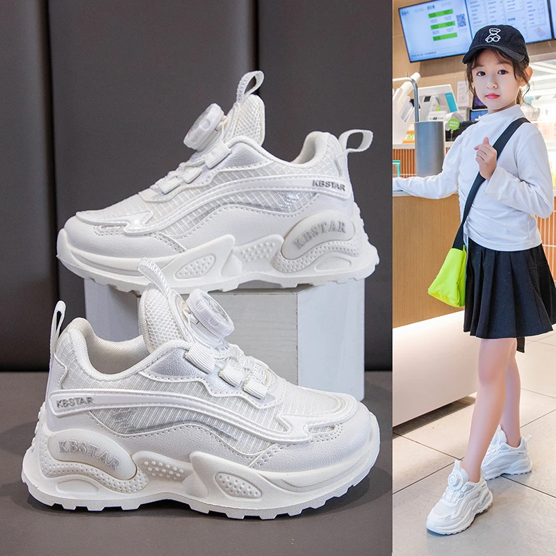 White Girls Sneaker Fashion Kids Platform Shoes 4 To 12 Years School Casual Sneaker Design Sports Tennischunky Shoes for Girls
