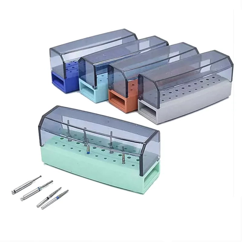 Dental Disinfection Box 30 Holes Plastic Organizer Bur Holder Stand Dentistry Drills Sterilization Storage Case Dentist Tools