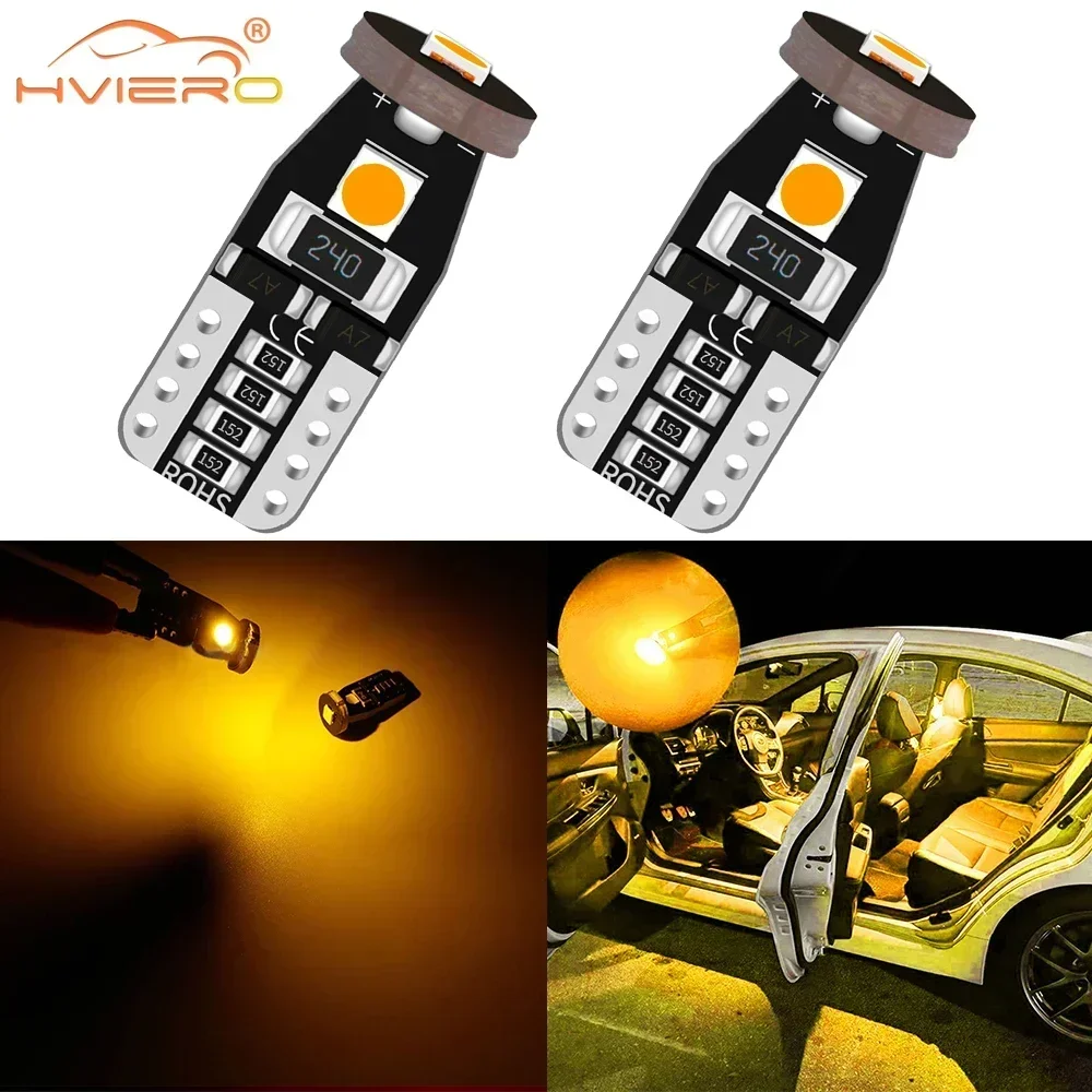 2/4PCS Car License Plate Light T10 3030 Interior Reading Dome Lamp 3SMD Reverse Brake Trunk Clearance Turn Signal Led Multicolor