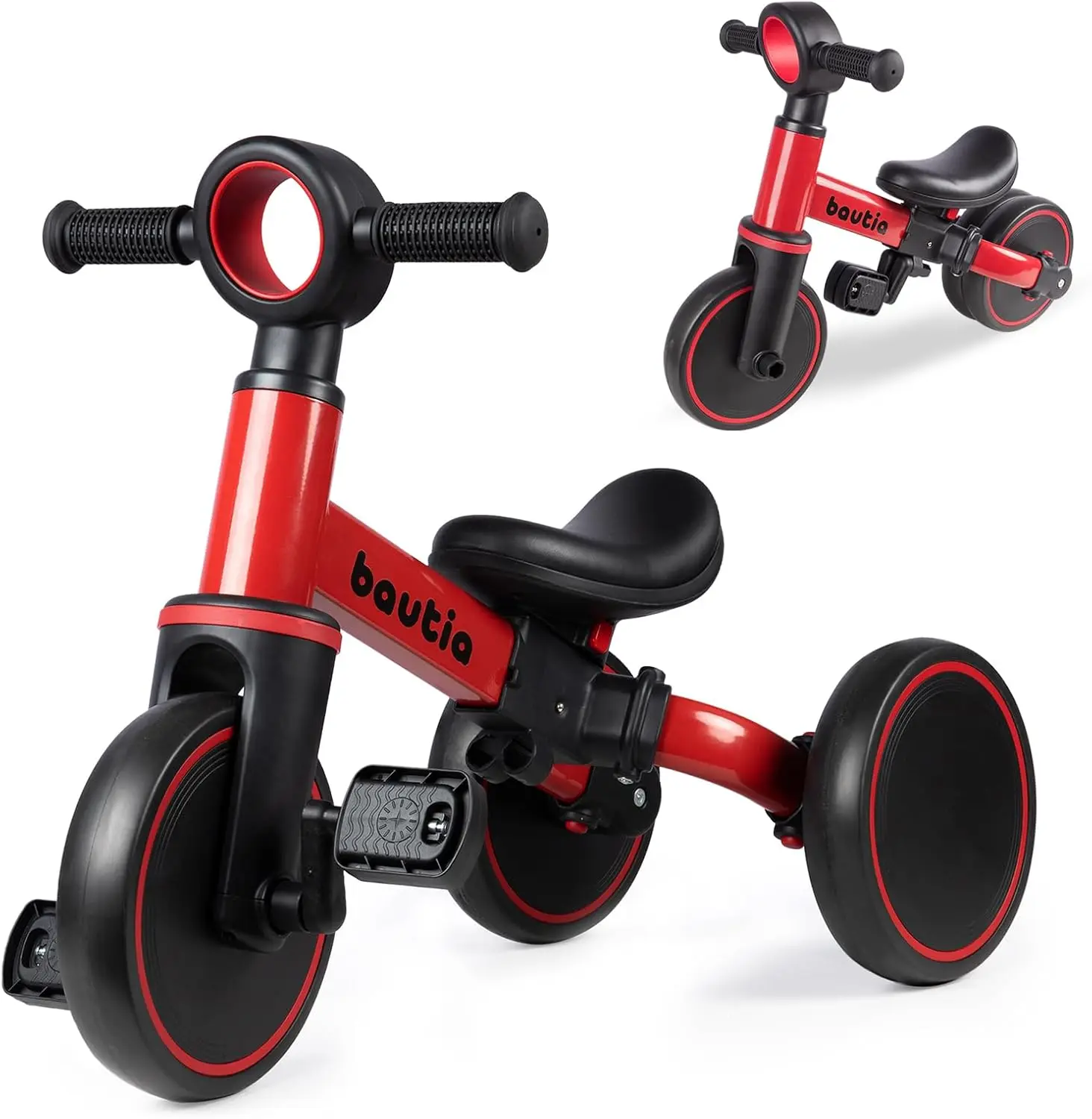 Tricycle for Toddlers 1-3, 4 in 1 Baby Balance Bike 1 2 Year Old Boy Girl Gift, Kids Bicycle Toy with Removable Pedals