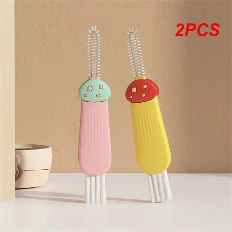 2PCS Water Bottle Clean Brush Wear-resistant Cup Brush Polychromatic Cleaning Tool Baby Bottle Brush Multifunctional Brush