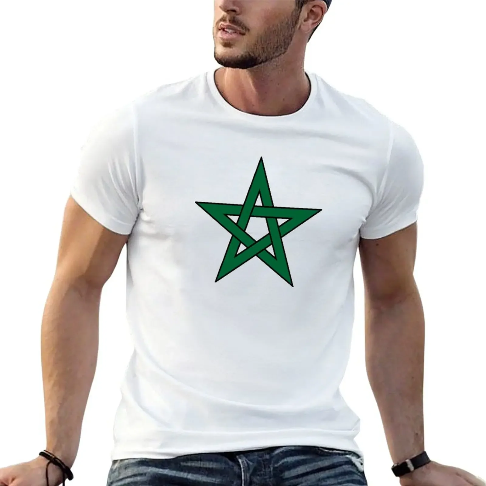 2024 spring and fall t shirt Kingdom of Morocco Flag, morocco flag maroc moroccan flag,short sleeves pure cotton tops streetwear