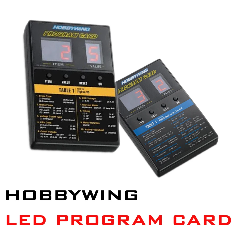 HOBBYWING-بطاقة برنامج LED بدون فرش ، صندوق ESC للبلاتينيوم V1 ، V2 FlyFun ، V5 ، XeRun ، EzRun ، QuicRun ، سلسلة SeaKing ، 4.8 فولت-6.0 فولت