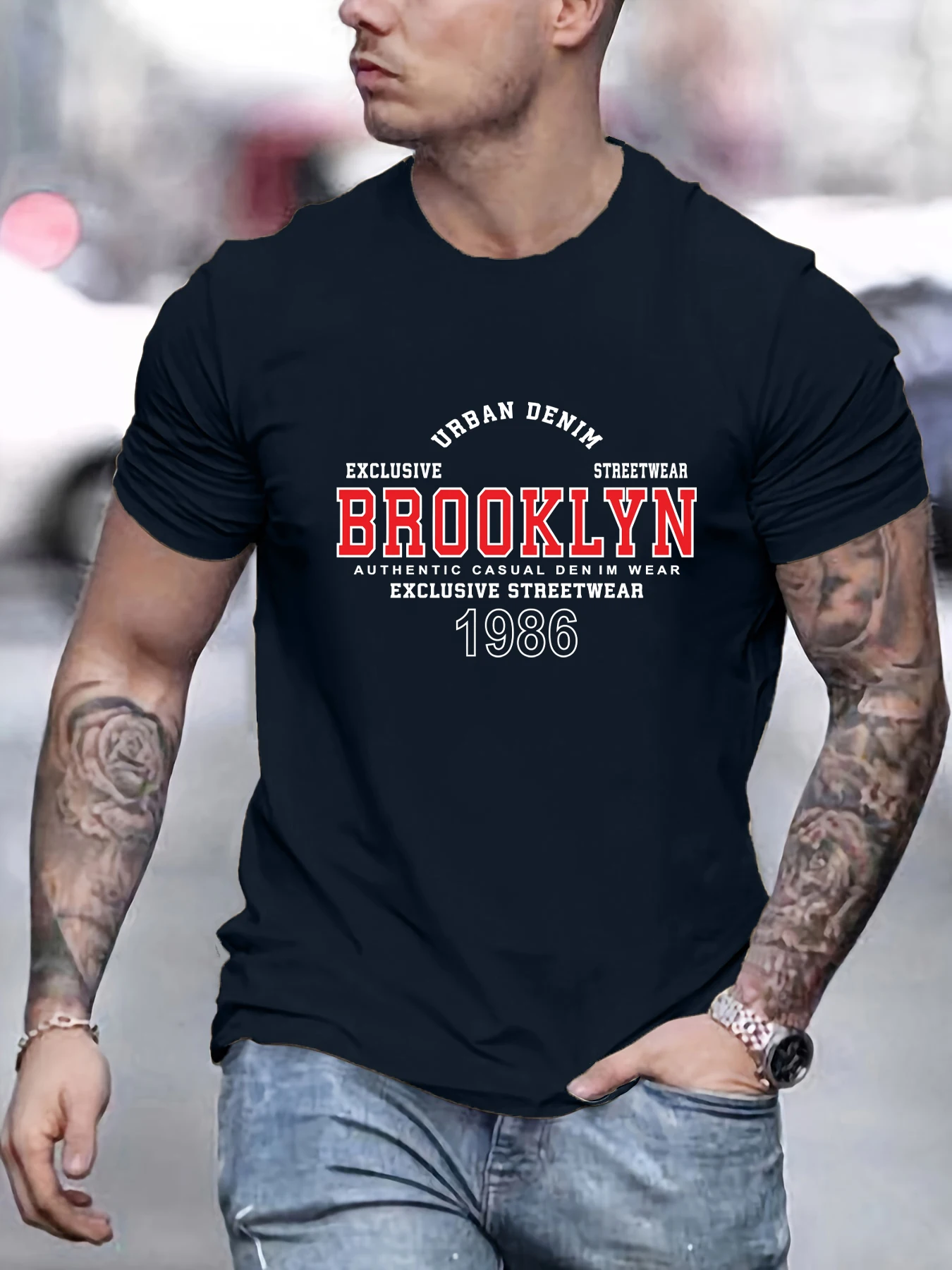 

Brooklyn Letter Print Tee Shirts Mens Summer Cotton T Shirt All-Match Casual Streetwear Soft Loose Top Fashion Breahable Clothes