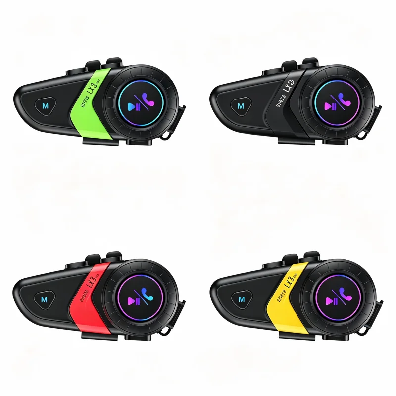 Helmet Bluetooth Headset Noise 1200MAH Motorcycle BT5.0 Wireless Hands-Free Call Stereo Anti-Jamming Waterproof Light Headset