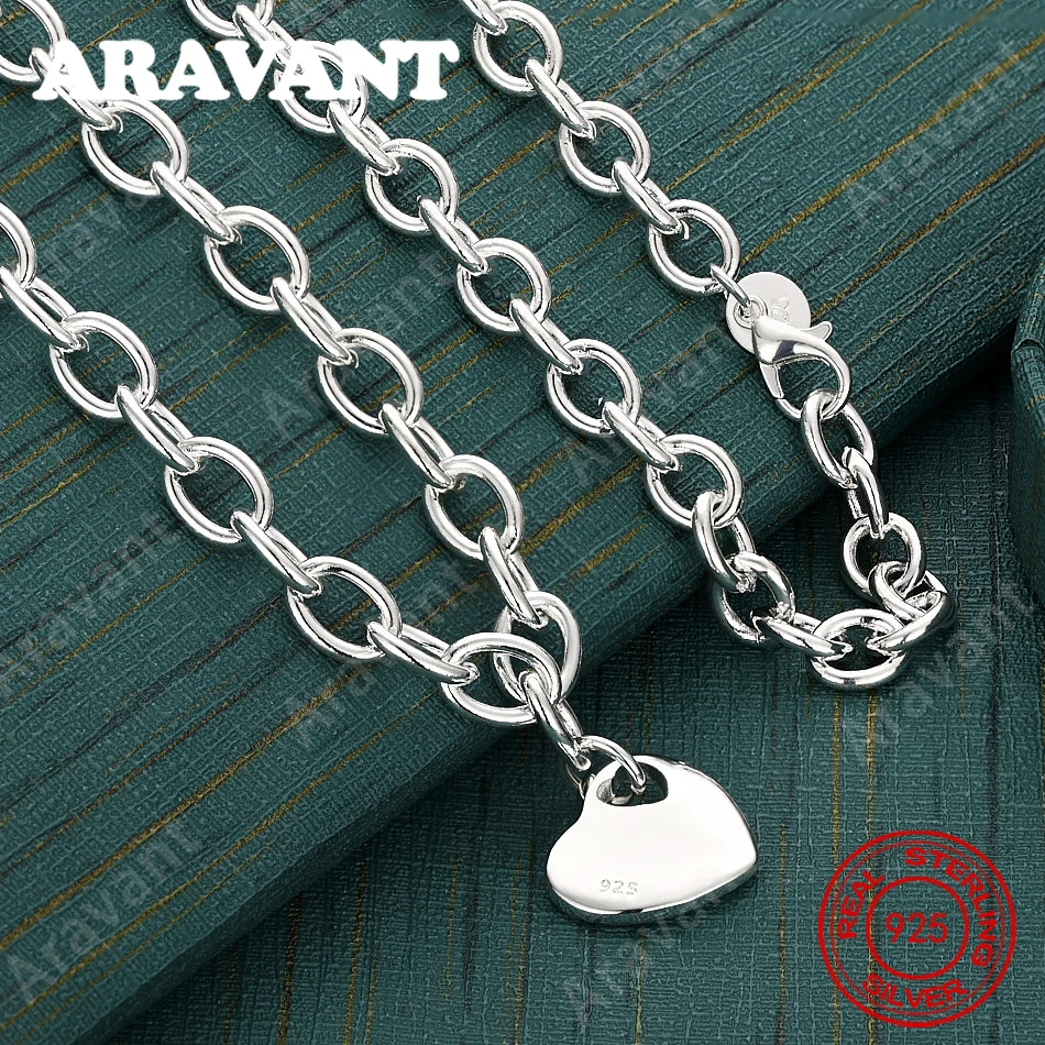 

925 Sterling Silver Heart-Shaped Pendant With Interlocking Chain And Circle Chain - Necklace For Commute And Christmas Jewelry