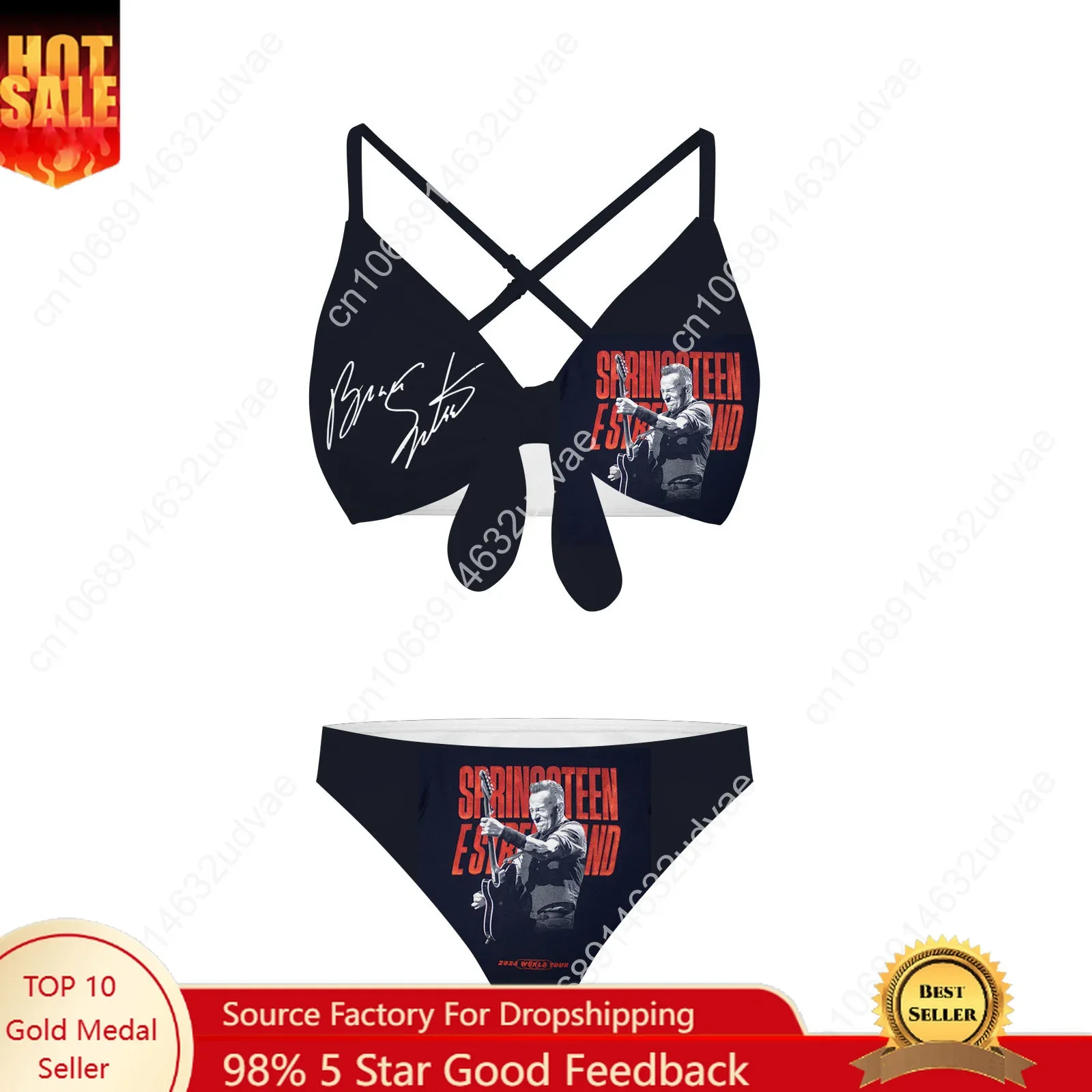 

Bruce Springsteen Bathing Suits Cross Strap Suspenders Swimsuits Womens Personalized Bikini Swimwear Customized Beachwear
