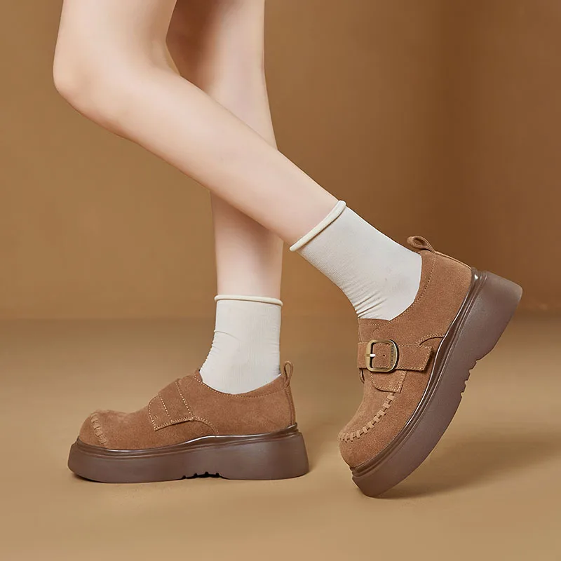 Новые женские лоферы на платформе Maillard, замшевые кожаные туфли на толстой подошве, модная удобная повседневная обувь для женщин, Zapatos Mujer