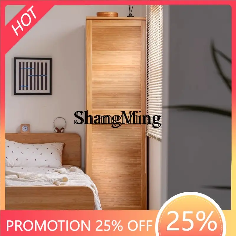 

SM new all solid wood single door wardrobe household log bedroom hanging wardrobe floor-to-ceiling locker