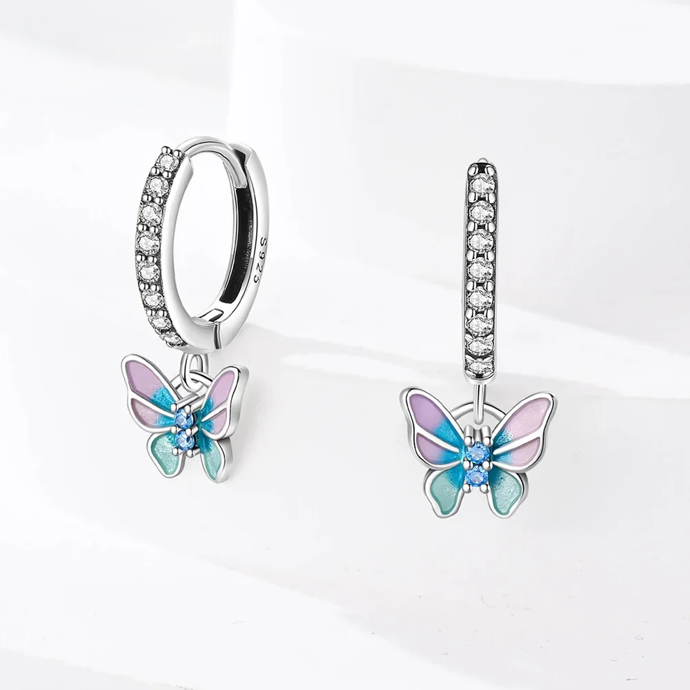 

Women's Earrings 925 Sterling Color Butterfly for Silver Hoops Earrings925 Women Fine Jewelry Gifts