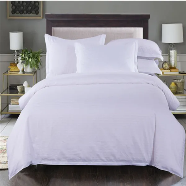 Pure White Striped Bedding Single Piece Hotel Hostel Guesthouse Bath Beauty Bedding Duvet Cover Modern Simple Style
