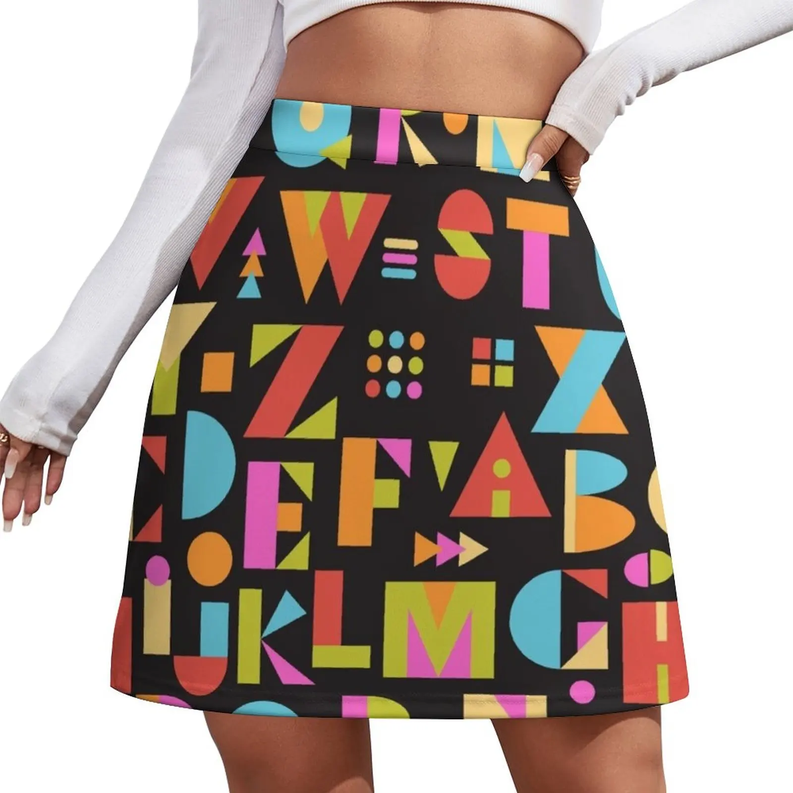 

Color Block Alphabet Pattern Mini Skirt Korean skirts women's summer dress 2026 Women clothing Woman clothing