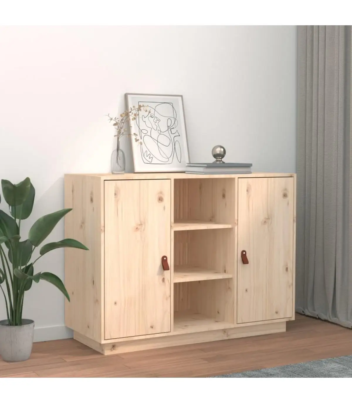 Solid pine wood sideboard 100x40x75 cm