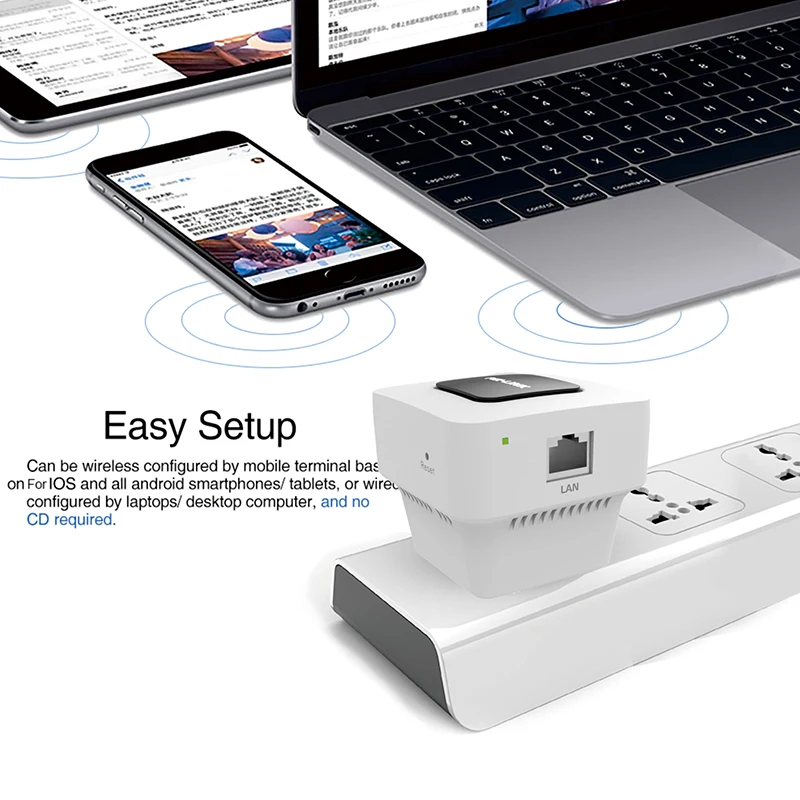 PIX-LINK 300Mbps WiFi Extender Repeater/Router/AP HDMI Dongle Display Adapter Wireless Signal Booster for Home, Plug and Play