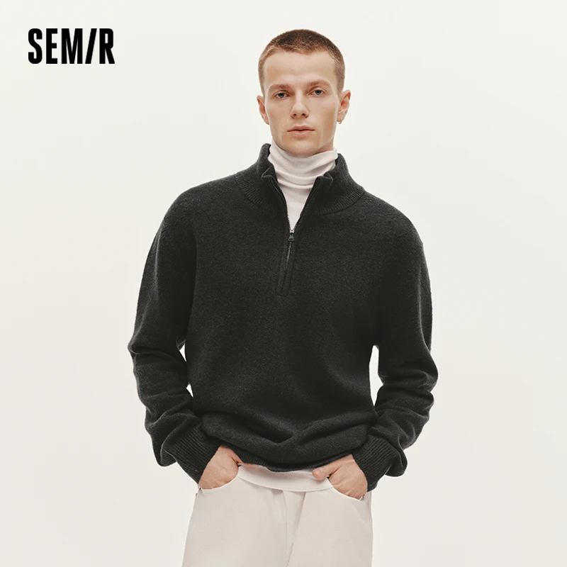 Semir Men's Wool Blend Knit Pullover Winter Casual Sweater