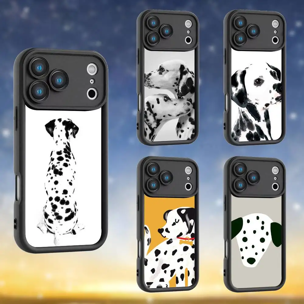 

Cute Dalmatian Dog Phone Case For iPhone 17,16,15,14,13,12,Pro,Max,Plus,E,SE4,Air, emery Black Full Coverage TPU