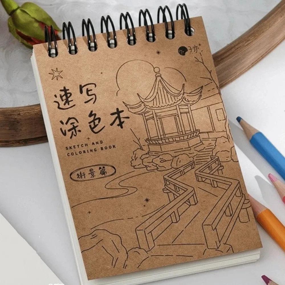 Blank Sketch Vintage Coloring Sketching Book 80 Pages Blank Hand Drawn Book Tracing Line DIY Picture Book DIY Painting view 3