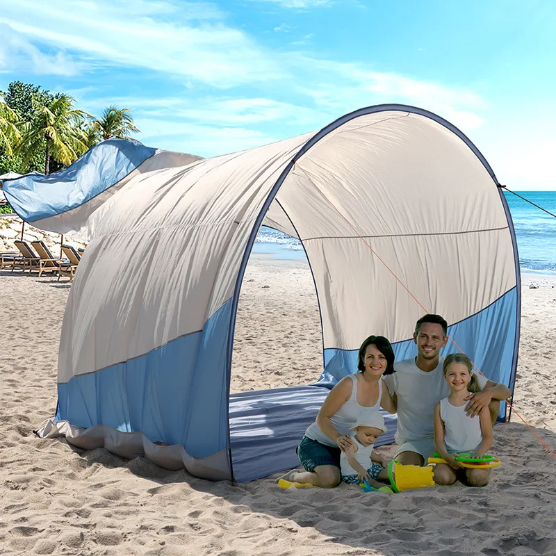 

Beach tent shade tent tent with floor mat 360 degree shade gray