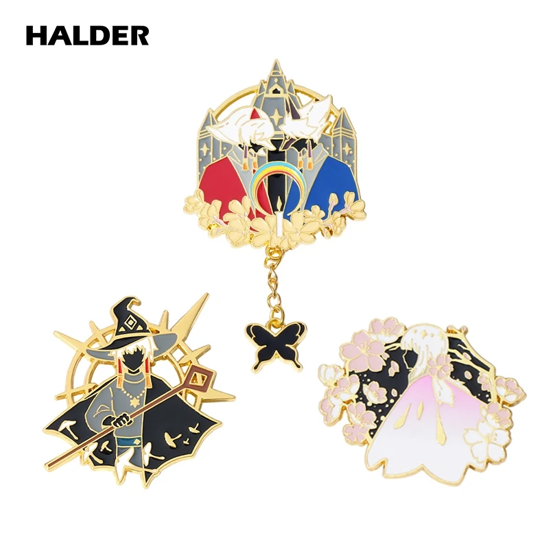 

Popular Sky light meets surrounding Brooch Sakura Mushroom Wizard Badge Metal Gift Accessories Pin For Woman Men