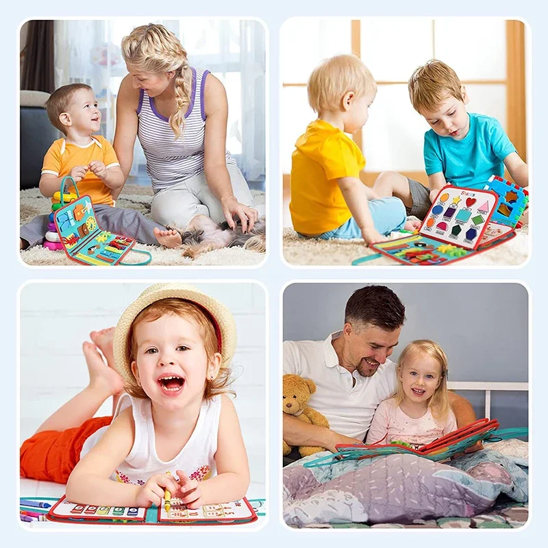 ألعاب تعلم الأطفال للسفر للأولاد والبنات حقيبة يد مونتيسوري للأطفال الصغار لوحة مشغولة للأنشطة التعليمية للمهارات الحركية الأساسية