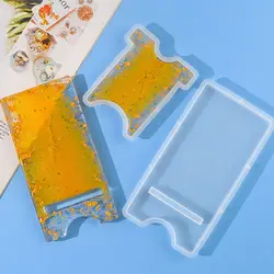 Mobile Phone Bracket Holder Crystal Epoxy Resin Silicone Mold Detachable Craft Jewelry Make Casting Tool Mirror Phone Stand Mold