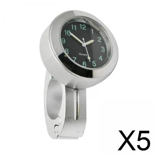 

Universal Motorcycle Handlebar Clock Silver Black Aluminum Watch Bar for 22mm Motorbike Handlebar Timing Accessory