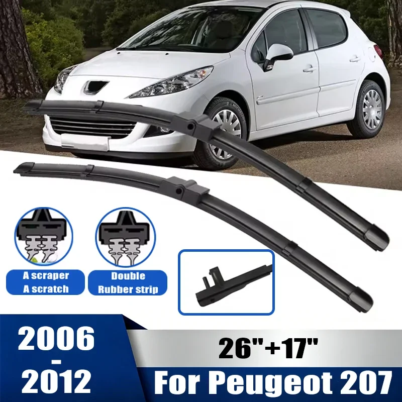 

2pcs Wiper Front Wiper Blades Set For Peugeot 207 Hatchback SW CC Sedan 2006-2012 2007 2008 Windshield Windscreen Window 26"+17"