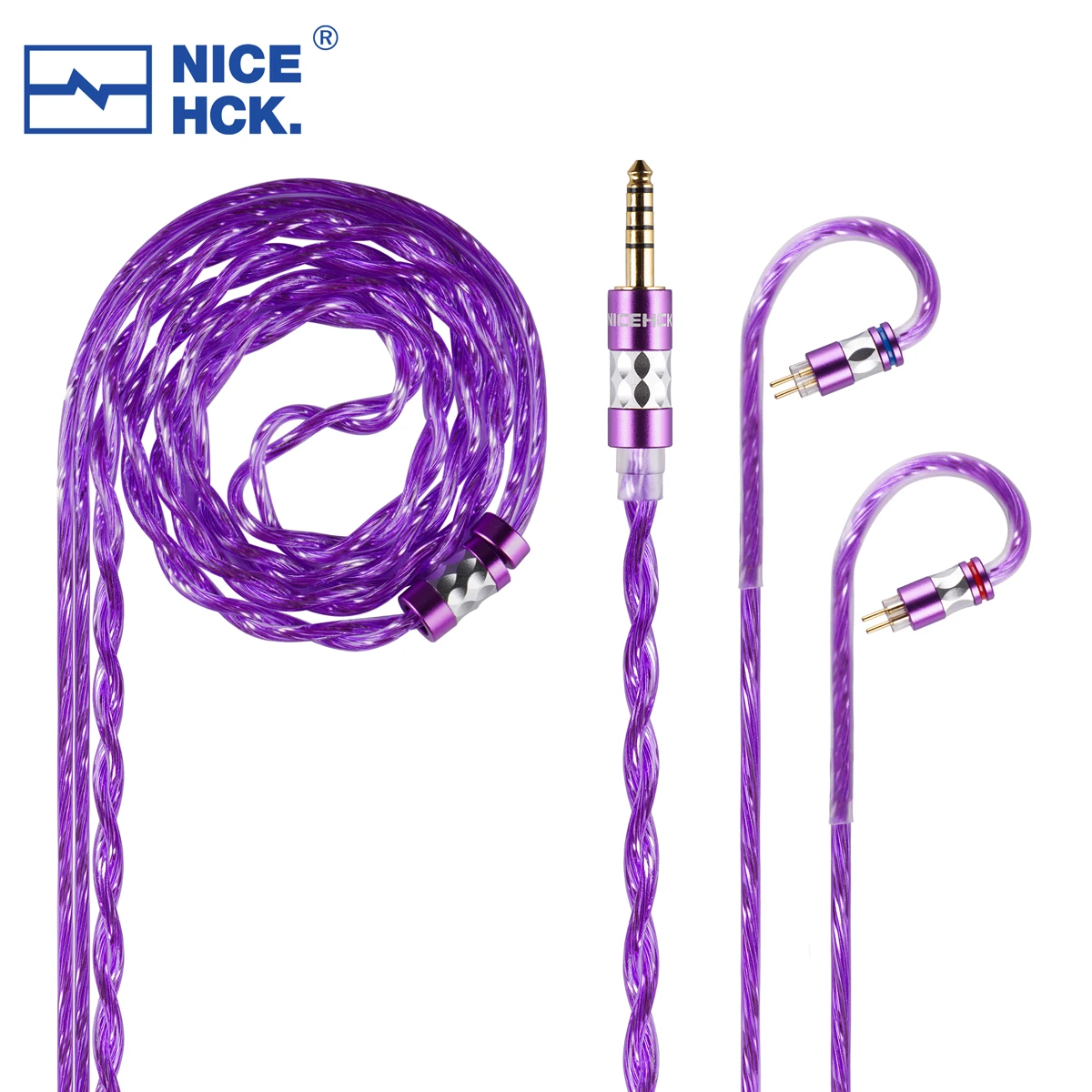 NiceHCK PurpleMoon Cable 7N Flat Silver Plated OCC HiFi Audio Wire 3.5/2.5/4.4 MMCX/2Pin for Fudu DZ4 Quartet Quintet Performer8