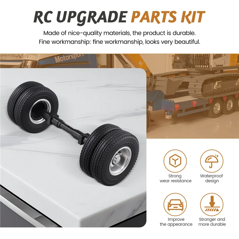 YSUN-4 pièces pneu en caoutchouc sans arbre d'entraînement électrique pour 1/14 Tamiya-RC camion voiture 770S 3363 FH16 MAN pièces de bricolage