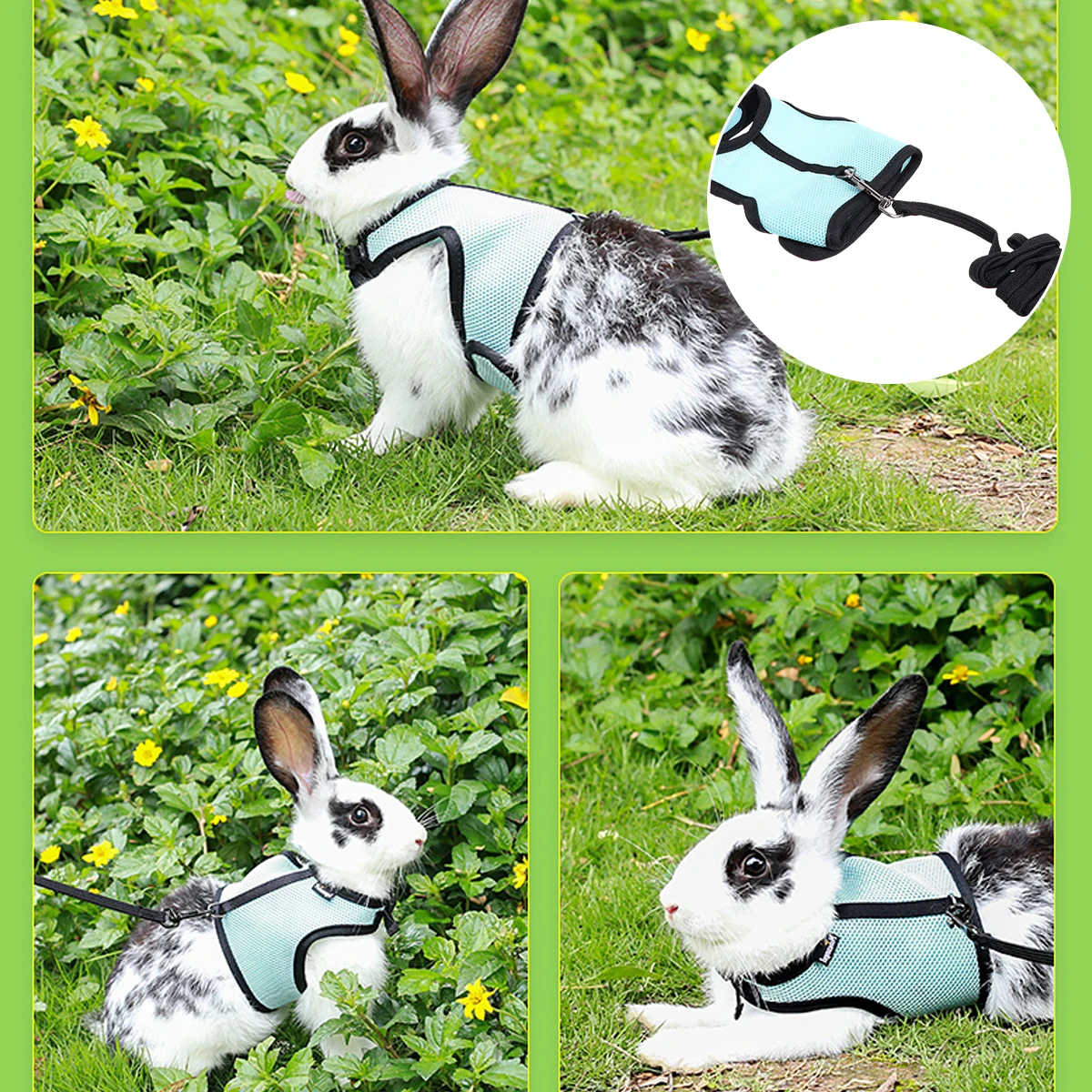 

Small Pet Rabbit Traction Rope Harness Breathable Rabbit Traction Rope Waterproof Nylon Dog Cat Fashion Durable Outdoor