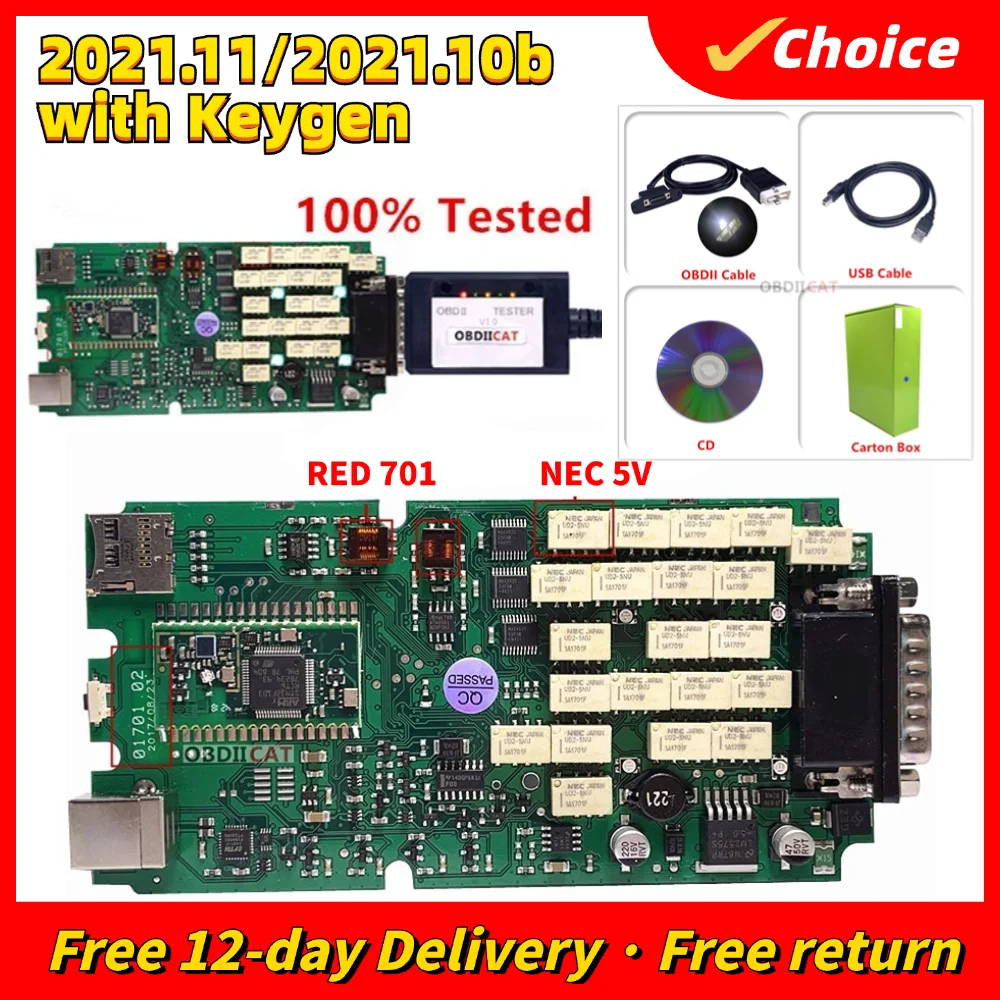 

Оригинальный чехол, 1 шт., красный 701, 2021,11 / 2020.23, одиночная зеленая печатная плата TCS PRO OBDII, интерфейс АВТОМОБИЛЬНЫЙ/ПРЯВНЫЙ диагностический инструмент, автоматический сканер