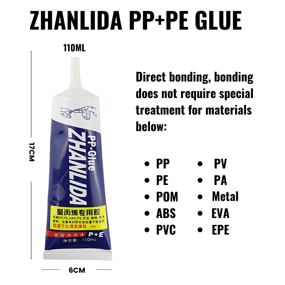 Imagem -04 - Zhanlida Impermeável Suave Forte Cola de Pvc Polipropileno pp Cola pe Eva Pom pu Couro Plástico 110ml