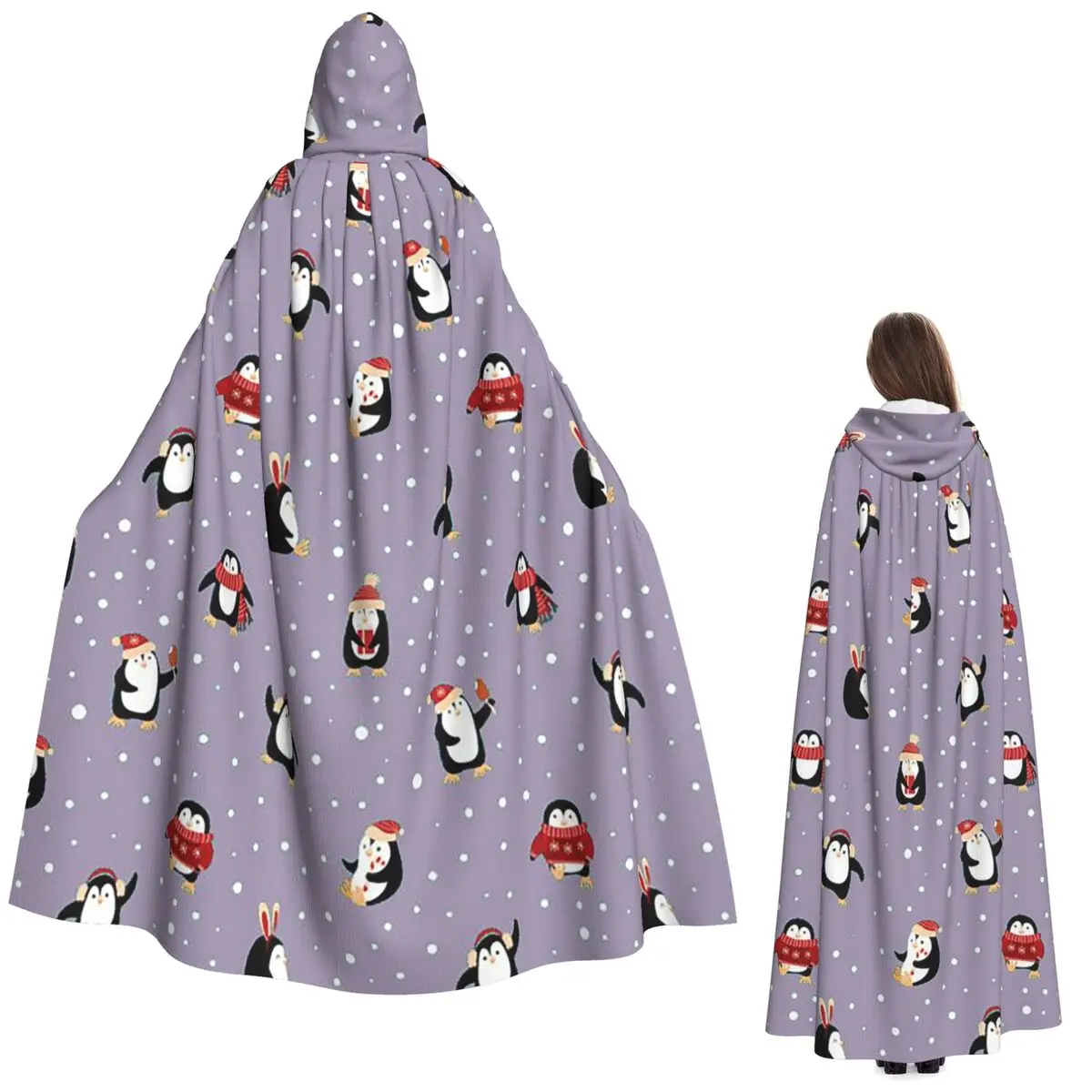 

Милый пингвин, длинный плащ с капюшоном, средневековый костюм ведьмы, накидка для косплея, Хэллоуин, вечеринка, для взрослых, унисекс