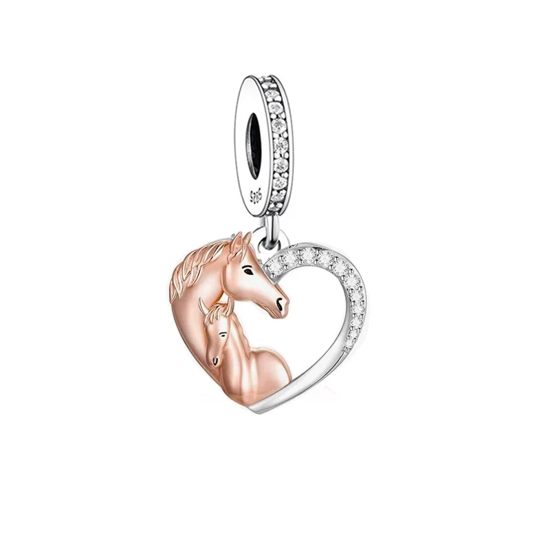 Fit Original Pan Charm Bracelet 925 Silver Horse With Girl Are Best Friends Bead For Making Women Pets Lover Berloque 2024