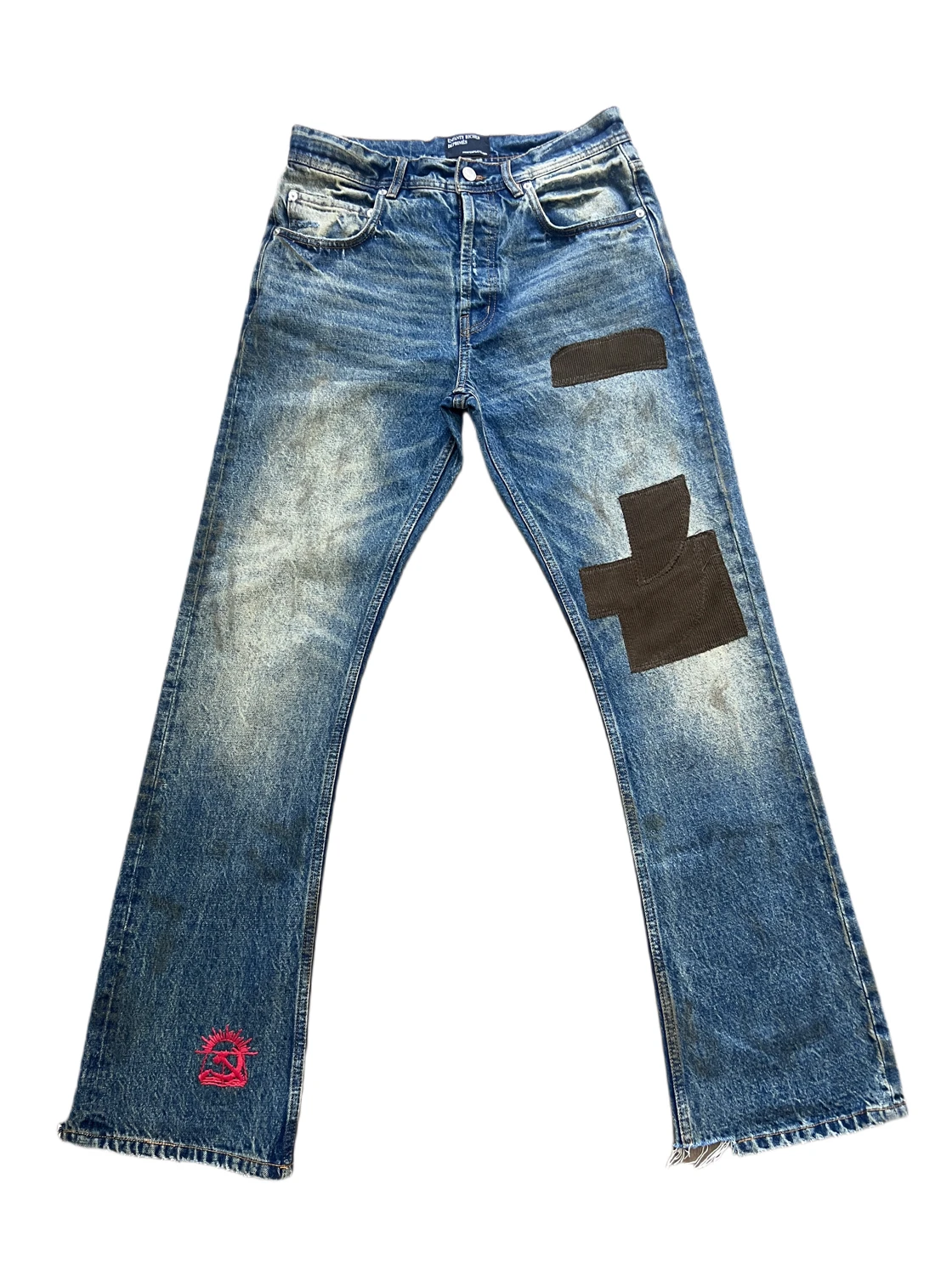 

Depressed Rich Second Generation ERD24FW Men's Trendy Denim Pants Cotton Destruction Washing Embroidery Corduroy Casual Autum...